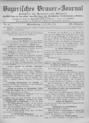 Bayerisches Brauer-Journal Samstag 29. März 1902