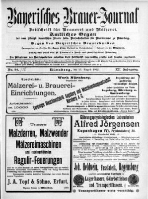 Bayerisches Brauer-Journal Samstag 23. August 1902