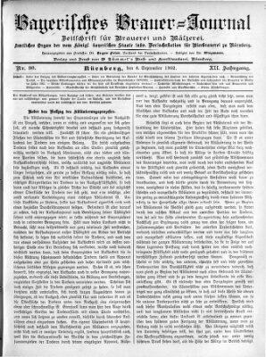 Bayerisches Brauer-Journal Samstag 6. September 1902