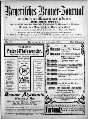 Bayerisches Brauer-Journal Samstag 19. September 1903