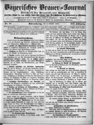 Bayerisches Brauer-Journal Samstag 3. Oktober 1903