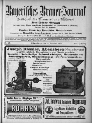 Bayerisches Brauer-Journal Montag 21. November 1904