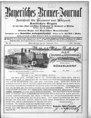 Bayerisches Brauer-Journal Montag 25. September 1911