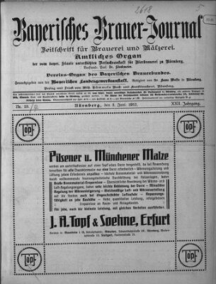 Bayerisches Brauer-Journal Montag 3. Juni 1912