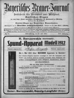 Bayerisches Brauer-Journal Montag 22. Juli 1912