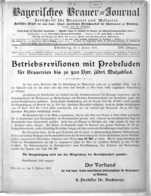 Bayerisches Brauer-Journal Montag 4. Januar 1915