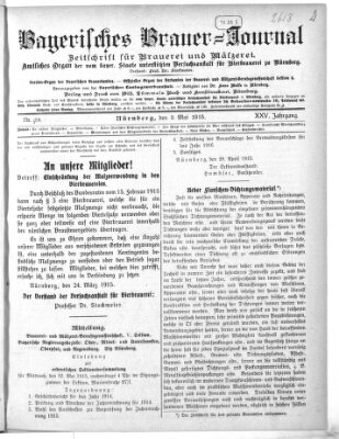 Bayerisches Brauer-Journal Montag 3. Mai 1915