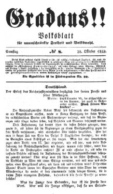 Gradaus mein deutsches Volk!! (Allerneueste Nachrichten oder Münchener Neuigkeits-Kourier) Samstag 28. Oktober 1848