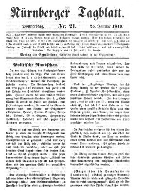 Nürnberger Tagblatt Donnerstag 25. Januar 1849