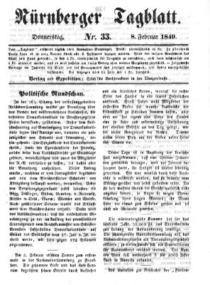 Nürnberger Tagblatt Donnerstag 8. Februar 1849