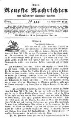 Allerneueste Nachrichten oder Münchener Neuigkeits-Kourier Montag 18. September 1848