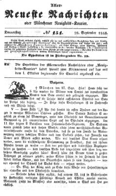Allerneueste Nachrichten oder Münchener Neuigkeits-Kourier Donnerstag 28. September 1848