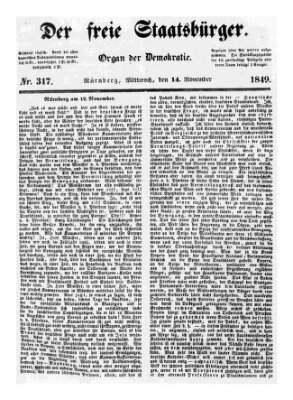 Der freie Staatsbürger Mittwoch 14. November 1849