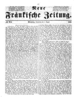 Neue Fränkische Zeitung Donnerstag 2. August 1849