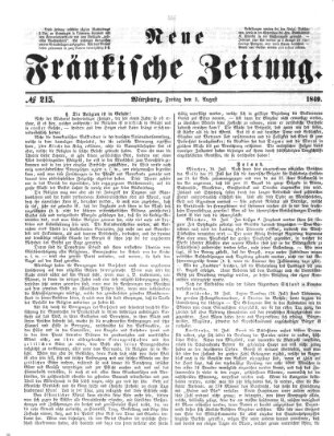 Neue Fränkische Zeitung Freitag 3. August 1849
