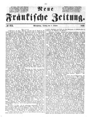 Neue Fränkische Zeitung Montag 1. Oktober 1849