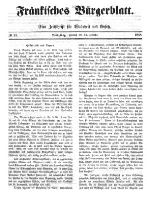 Fränkisches Bürgerblatt (Neue Fränkische Zeitung) Freitag 13. Oktober 1848