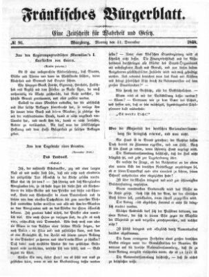 Fränkisches Bürgerblatt (Neue Fränkische Zeitung) Montag 11. Dezember 1848