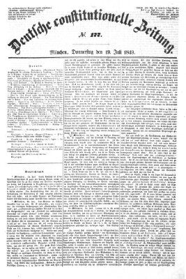 Deutsche constitutionelle Zeitung Mittwoch 18. Juli 1849