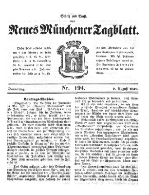 Neues Münchener Tagblatt Donnerstag 2. August 1849