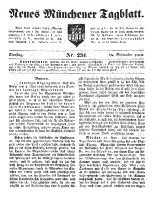 Neues Münchener Tagblatt Dienstag 18. September 1849