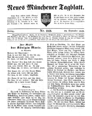 Neues Münchener Tagblatt Freitag 28. September 1849
