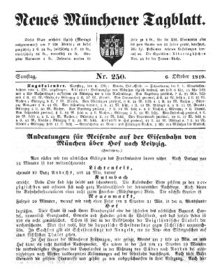 Neues Münchener Tagblatt Samstag 6. Oktober 1849