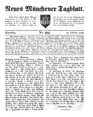 Neues Münchener Tagblatt Donnerstag 18. Oktober 1849