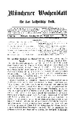 Münchener Wochenblatt für das katholische Volk Samstag 29. August 1868
