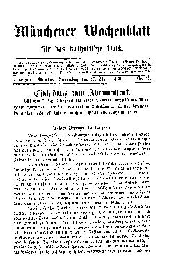 Münchener Wochenblatt für das katholische Volk Donnerstag 25. März 1869