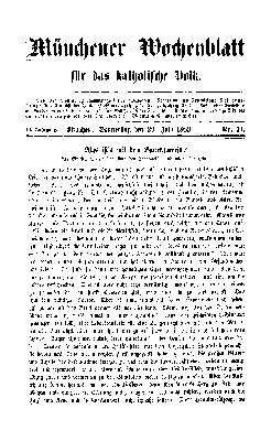 Münchener Wochenblatt für das katholische Volk Donnerstag 29. Juli 1869