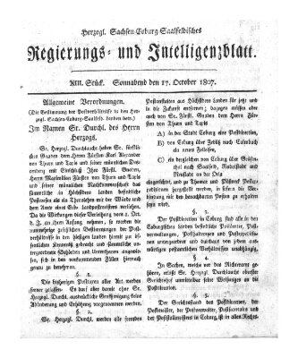 Herzogl.-Sachsen-Coburg-Saalfeldisches Regierungs- und Intelligenzblatt (Coburger Regierungs-Blatt) Samstag 17. Oktober 1807