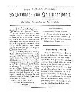 Herzogl.-Sachsen-Coburg-Saalfeldisches Regierungs- und Intelligenzblatt (Coburger Regierungs-Blatt) Freitag 12. Februar 1808