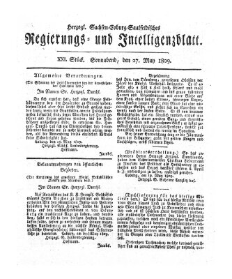 Herzogl.-Sachsen-Coburg-Saalfeldisches Regierungs- und Intelligenzblatt (Coburger Regierungs-Blatt) Samstag 27. Mai 1809