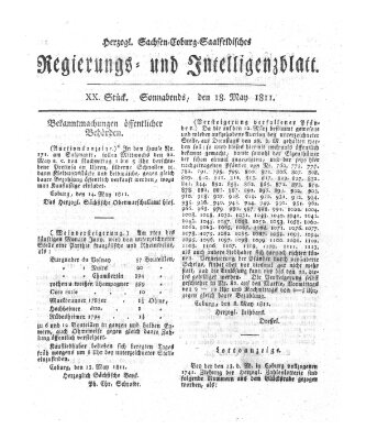 Herzogl.-Sachsen-Coburg-Saalfeldisches Regierungs- und Intelligenzblatt (Coburger Regierungs-Blatt) Samstag 18. Mai 1811