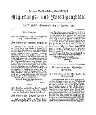 Herzogl.-Sachsen-Coburg-Saalfeldisches Regierungs- und Intelligenzblatt (Coburger Regierungs-Blatt) Samstag 15. Juni 1811