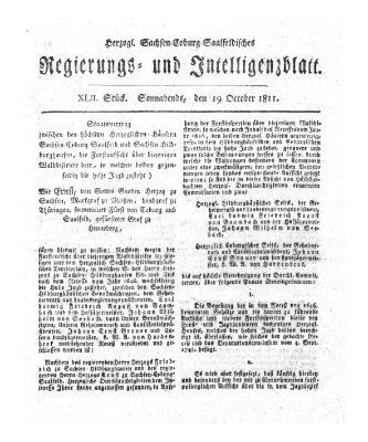 Herzogl.-Sachsen-Coburg-Saalfeldisches Regierungs- und Intelligenzblatt (Coburger Regierungs-Blatt) Samstag 19. Oktober 1811