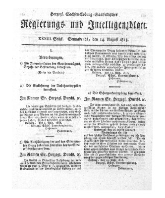 Herzogl.-Sachsen-Coburg-Saalfeldisches Regierungs- und Intelligenzblatt (Coburger Regierungs-Blatt) Samstag 14. August 1813