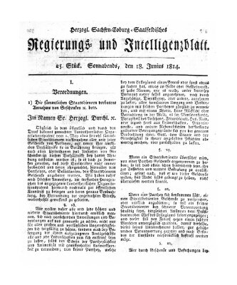 Herzogl.-Sachsen-Coburg-Saalfeldisches Regierungs- und Intelligenzblatt (Coburger Regierungs-Blatt) Samstag 18. Juni 1814