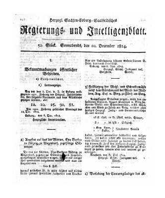 Herzogl.-Sachsen-Coburg-Saalfeldisches Regierungs- und Intelligenzblatt (Coburger Regierungs-Blatt) Samstag 10. Dezember 1814