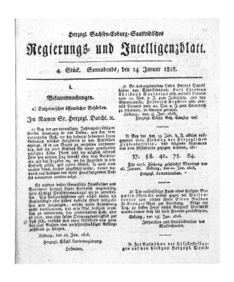 Herzogl.-Sachsen-Coburg-Saalfeldisches Regierungs- und Intelligenzblatt (Coburger Regierungs-Blatt) Samstag 24. Januar 1818