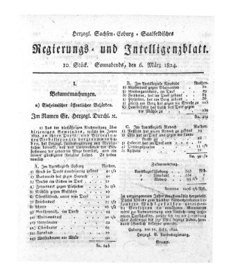 Herzogl.-Sachsen-Coburg-Saalfeldisches Regierungs- und Intelligenzblatt (Coburger Regierungs-Blatt) Samstag 6. März 1824
