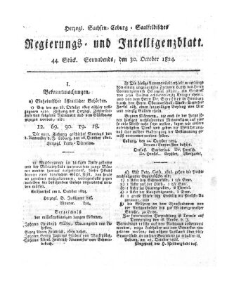 Herzogl.-Sachsen-Coburg-Saalfeldisches Regierungs- und Intelligenzblatt (Coburger Regierungs-Blatt) Samstag 30. Oktober 1824