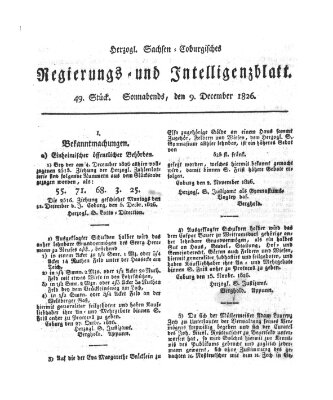 Herzogl.-Sachsen-Coburgisches Regierungs- und Intelligenzblatt (Coburger Regierungs-Blatt) Samstag 9. Dezember 1826