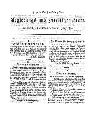 Herzogl.-Sachsen-Coburgisches Regierungs- und Intelligenzblatt (Coburger Regierungs-Blatt) Samstag 12. Juni 1830