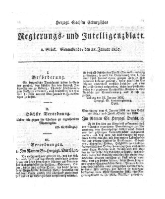 Herzogl.-Sachsen-Coburgisches Regierungs- und Intelligenzblatt (Coburger Regierungs-Blatt) Samstag 28. Januar 1832