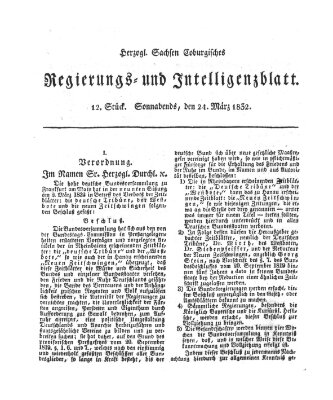 Herzogl.-Sachsen-Coburgisches Regierungs- und Intelligenzblatt (Coburger Regierungs-Blatt) Samstag 24. März 1832