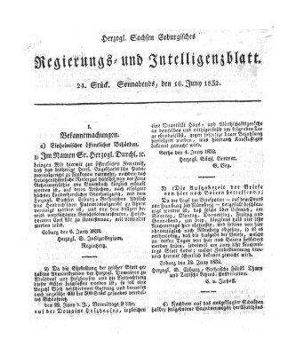 Herzogl.-Sachsen-Coburgisches Regierungs- und Intelligenzblatt (Coburger Regierungs-Blatt) Samstag 16. Juni 1832