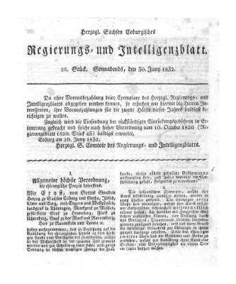 Herzogl.-Sachsen-Coburgisches Regierungs- und Intelligenzblatt (Coburger Regierungs-Blatt) Samstag 30. Juni 1832