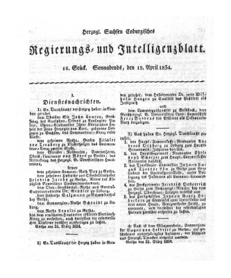 Herzogl.-Sachsen-Coburgisches Regierungs- und Intelligenzblatt (Coburger Regierungs-Blatt) Samstag 19. April 1834